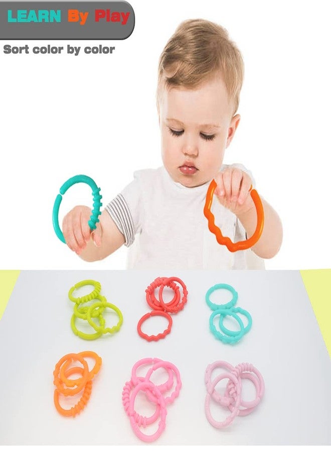 COLVWOFA 24 Pack Baby Rings Link Toys for Hanging Toy, Connecting Rings Toys for Infant Boy Girl, Early Learning Toys Car Seat and Stroller Travel Accessory Set with Storage Box - Image 4